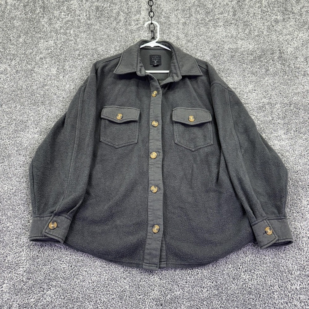 Billabong Jacket Womens Small Gray Fleece Button Shirt Shacket Outdoor Casual